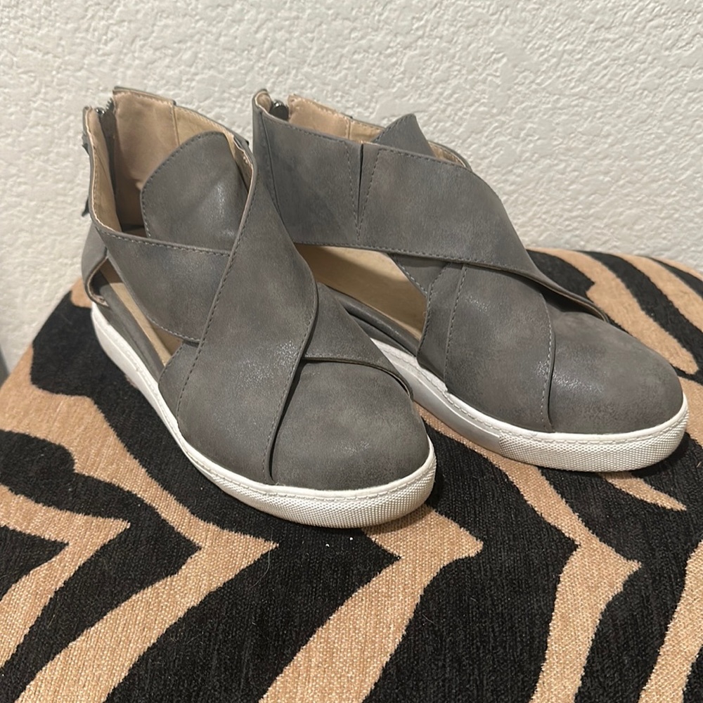 Gray Open Booties/Sneakers